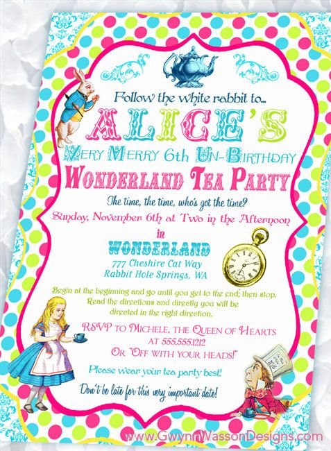 alice in wonderland birthday invitations free printable