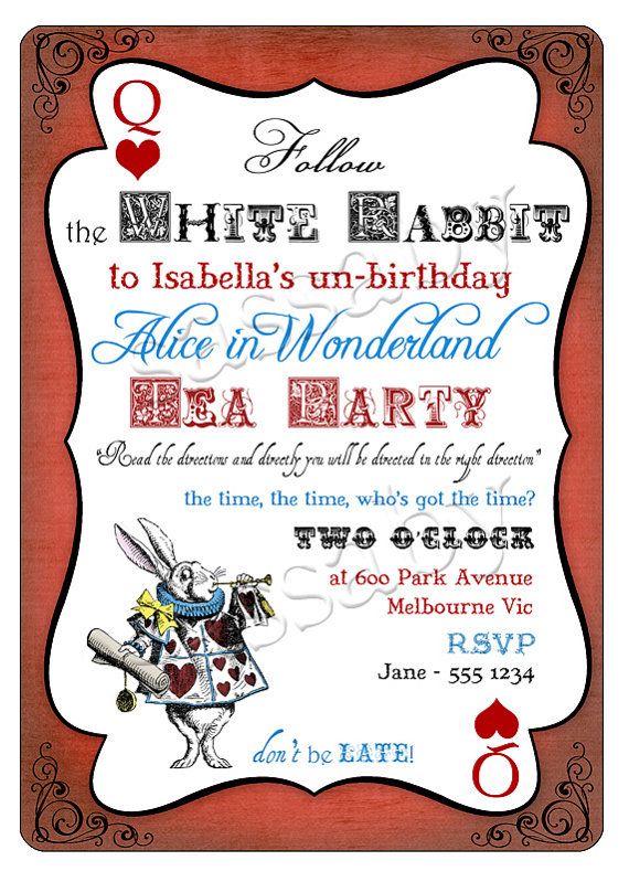 alice in wonderland birthday invitations wording