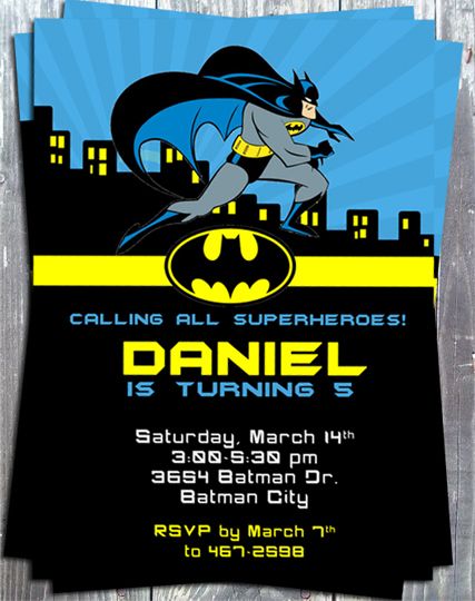 batman birthday card invitations