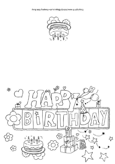 birthday cards to print and colour