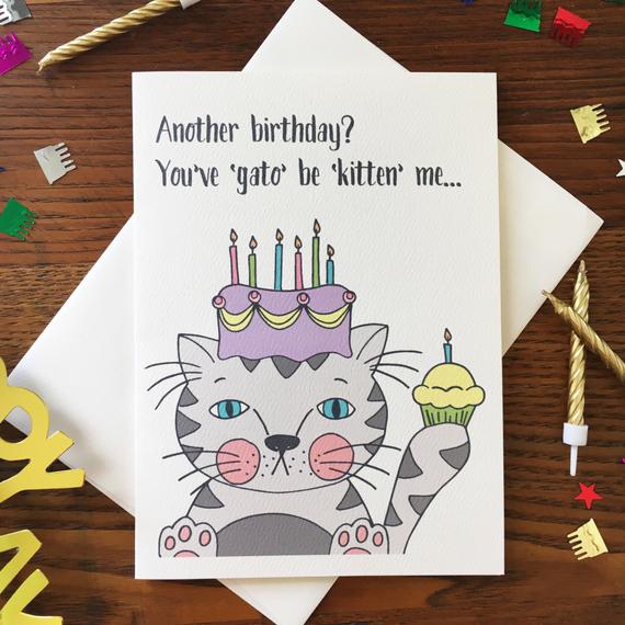 cat birthday card puns