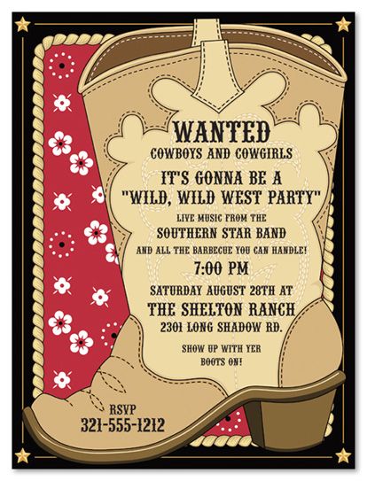 cowboy birthday party invitations free