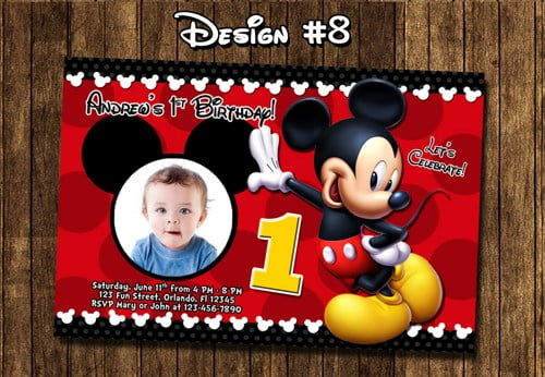 mickey mouse 1st birthday custom invitations