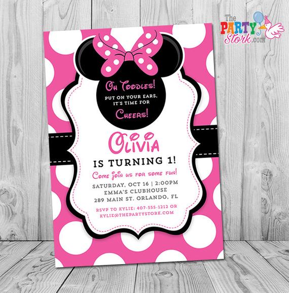 minnie mouse first birthday printable invitations