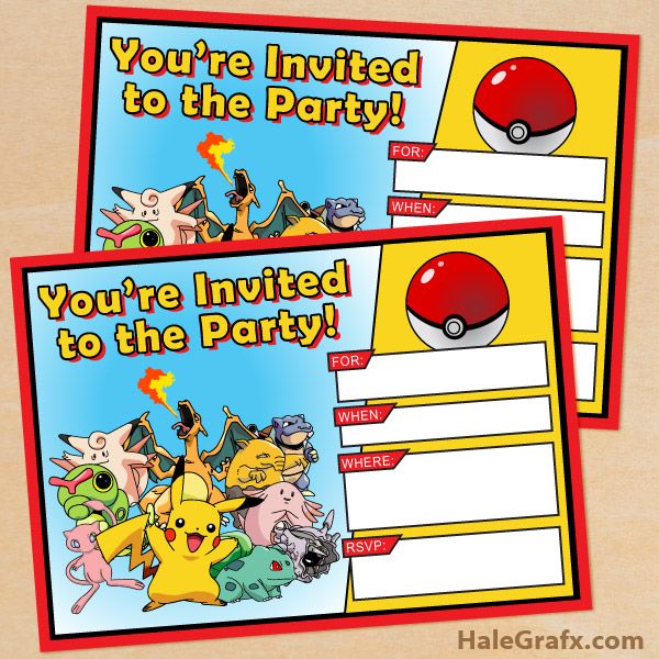 pokemon birthday invitations