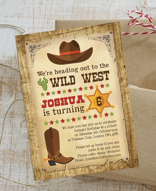 western photo birthday invitations